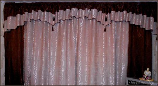 шторы коричневые с бежевым